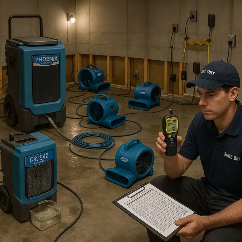 Structural Drying and Dehumidification process in Raymond, MS